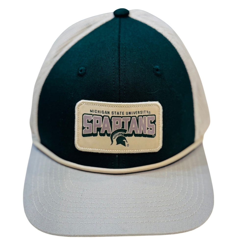 Captivating Michigan State Spartans Trucker Hat Patch Rope Green Cream Mens OSFM